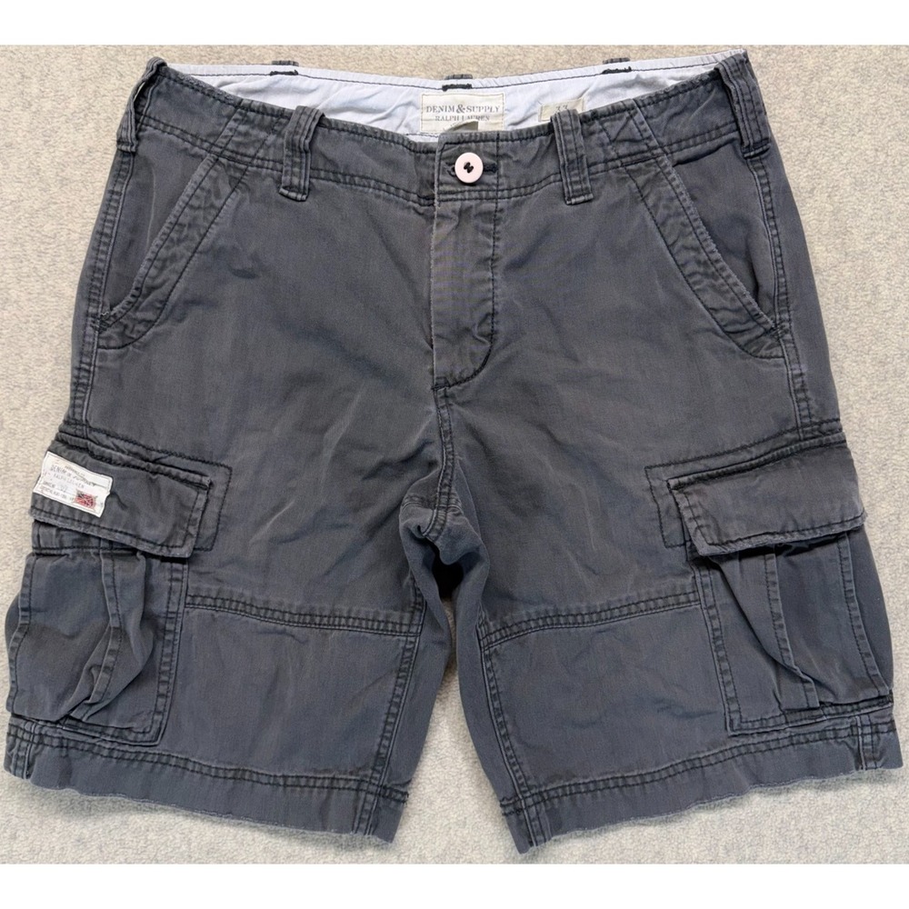 Ralph Lauren Denim & Supply Mens Cargo Shorts Charcoal Gray Utility Outdoor 33